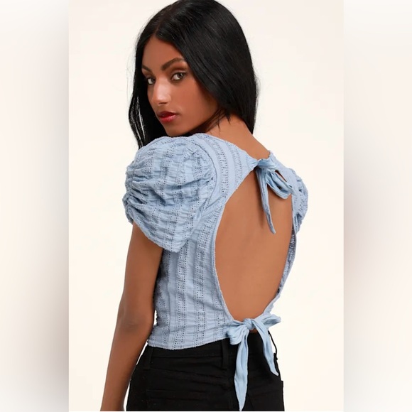 Free People Tops - Free People Star Struck Light Blue Open Back Top